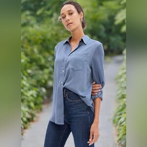 GAP Women's Slate Blue Button-Down Shirt